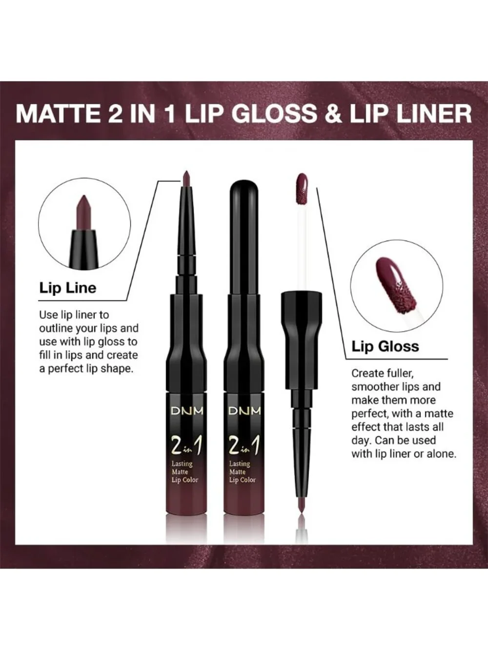 17#-Deep Red 2-in-1 Waterproof Long Lasting Double-Ended Matte Liquid Lipstick